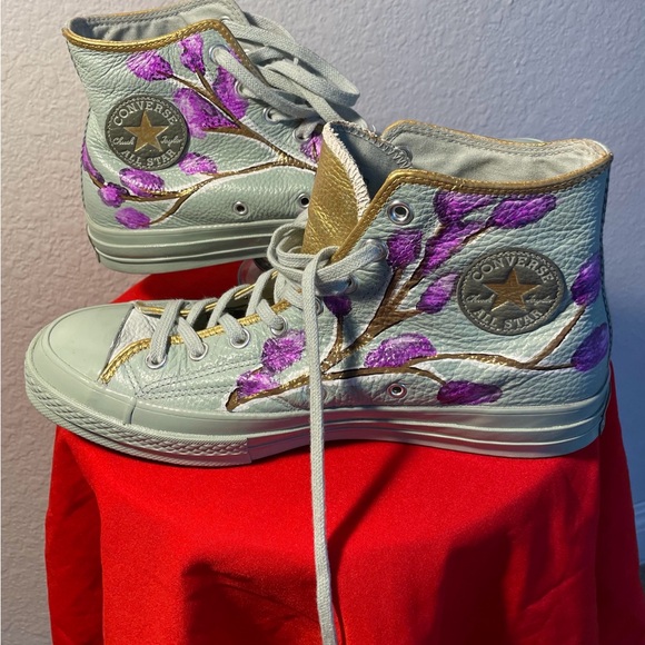 Converse Unisex High-Top Sneakers - Light Blue, Gold & Purple Sz 10 men - Picture 4 of 14